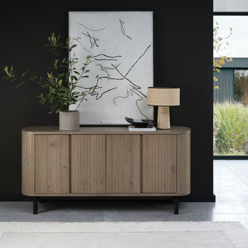 Bentley Designs Vega Grey Oiled Oak & Peppercorn Wide Sideboard